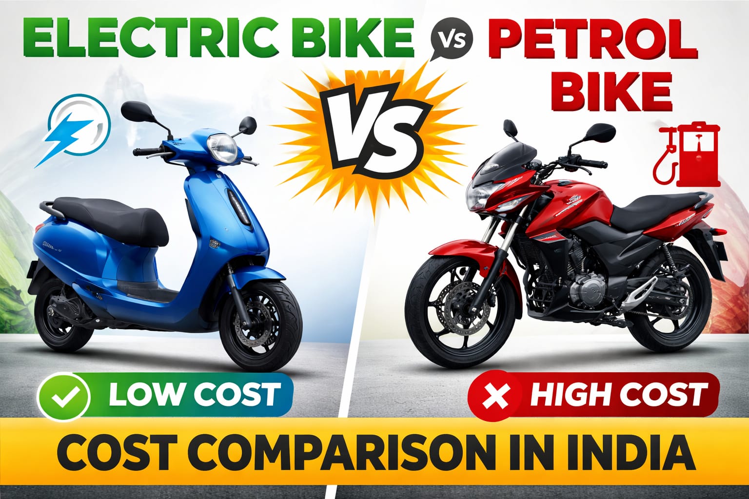 Read more about the article Electric bike vs petrol bike cost comparison in India. (2026 Guide)