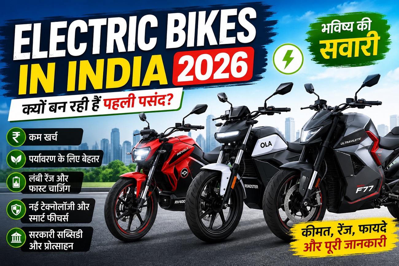 You are currently viewing Best Electric Bikes In india, भारत में Electric Bikes का बढ़ता ट्रेंड: 2026 में इलेक्ट्रिक मोटरसाइकिलें क्यों बन रही हैं पहली पसंद?